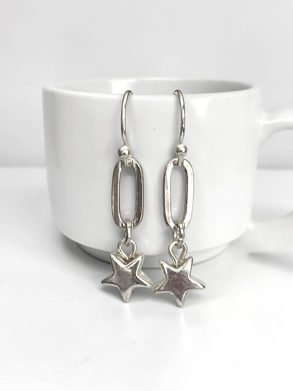 5 For $25💫Silver Paperclip With a Silver Star Accent Earrings Dangles